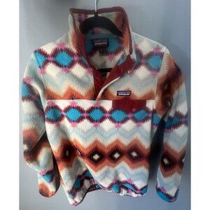Patagonia Synchilla Womens XS Aztec Tribal TSnap Fleece Pullover Jacket - Vintag